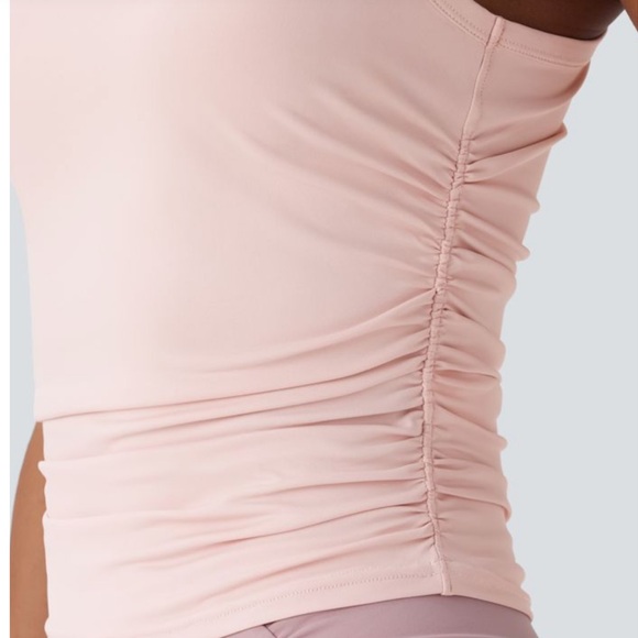 Halara Light Pink Ruched Racerback Yoga Tank - Picture 4 of 8